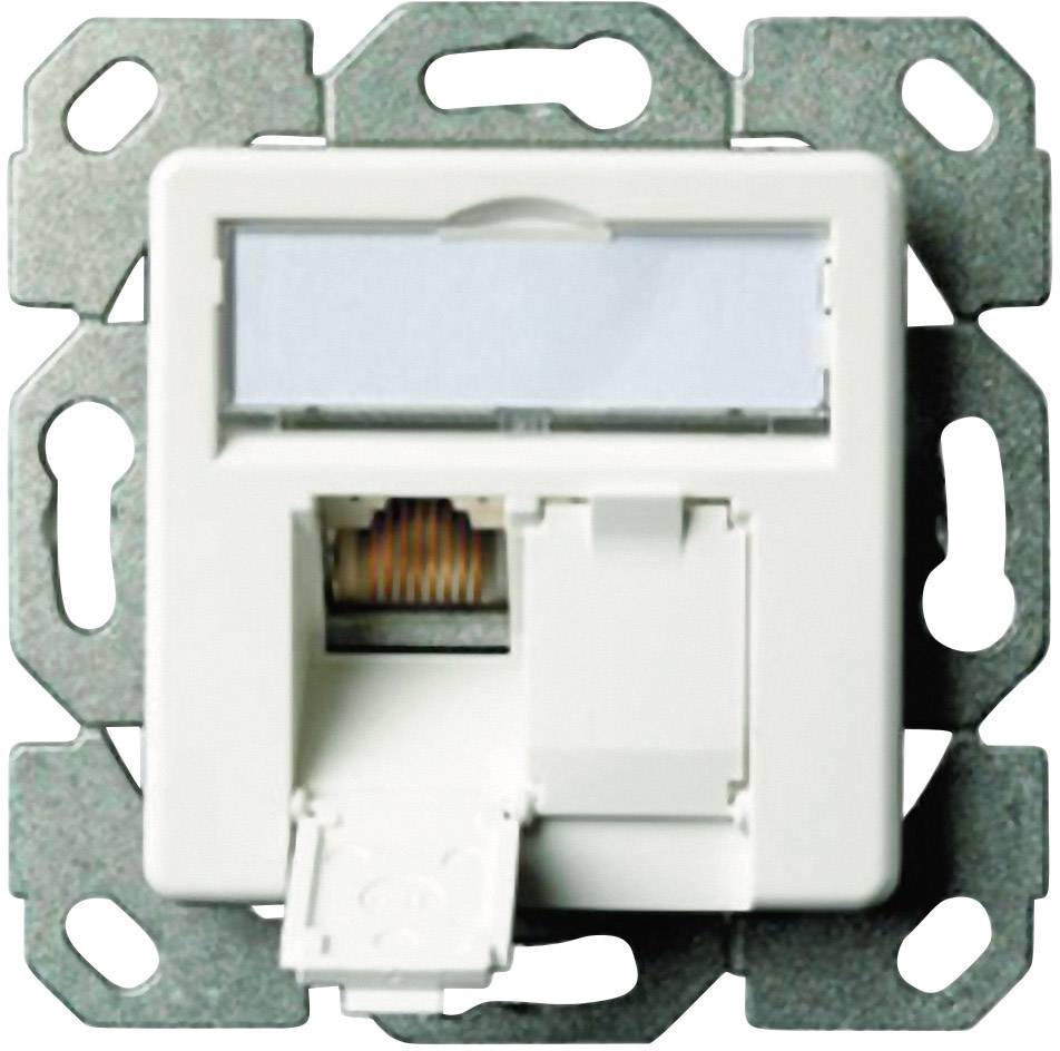Telegärtner Presa di rete Da incasso Inserto con piastra centrale CAT 6 2 Porte Bianco perla-0