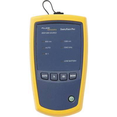 Dispositivo portatile con cornice gialla e pannello di controllo blu, display con indicatori luminosi per la diagnosi di rete, pulsanti per le impostazioni.