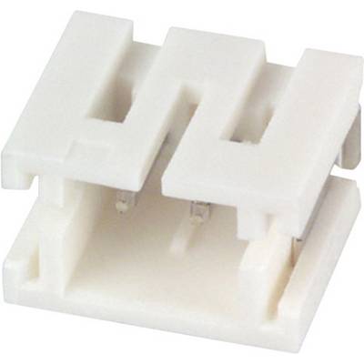 Connettore bianco in plastica con due fessure parallele, idoneo per il collegamento elettrico di strisce LED.