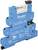 Un modulo relè blu di Finder con diverse specifiche tecniche stampate, idoneo per applicazioni da 6A e 250V.