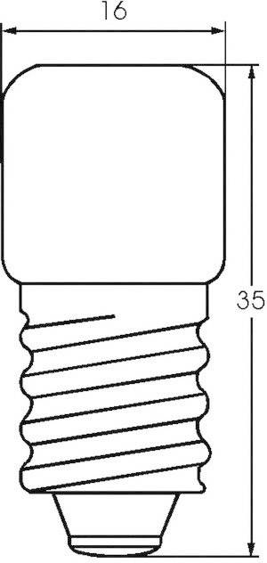 Disegno tecnico di una vite con dimensioni: lunghezza 35 mm, larghezza 16 mm. Mostra forma e decorso della filettatura.