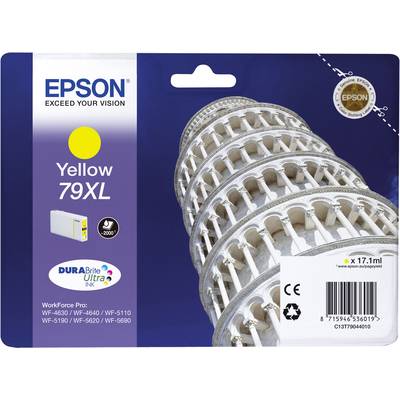 Confezione 'EPSON Giallo 79XL' con Torre di Pisa. Per stampanti WorkForce WF-4630, WF-4640, WF-5110, WF-5190, WF-5620, WF-5690. 17,1 ml di inchiostro, inchiostro DuraBrite Ultra.