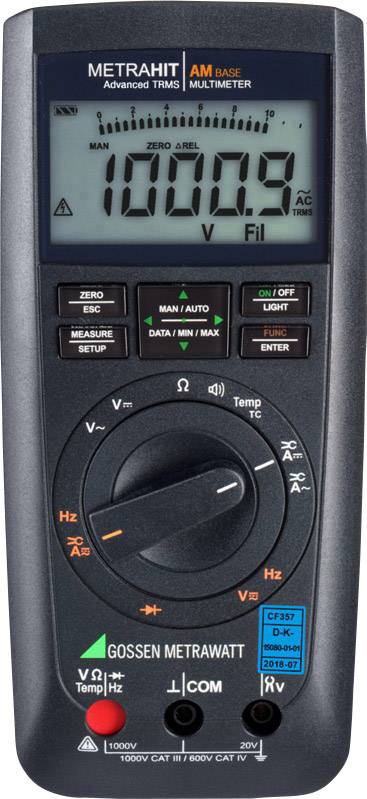 Gossen Metrawatt METRAHIT AM BASE Multimetro portatile Calibrato (DAkkS) digitale CAT III 1000 V, CAT IV 600 V Display (Counts): 12000