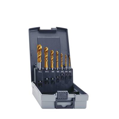 Set di punte metalliche in una valigetta aperta, sono mostrate sei punte color oro di dimensioni diverse.