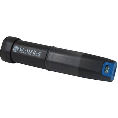 Un datalogger nero a forma di cilindro del modello 'EL-USB-4 4-20mA', idoneo per la raccolta di dati di misurazione.