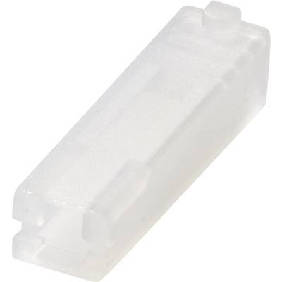 Un connettore rettangolare bianco in plastica, probabilmente per applicazioni elettriche, su sfondo bianco.