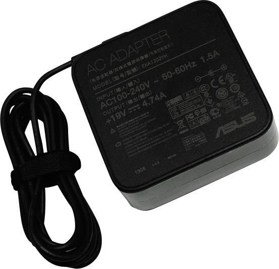 Adattatore AC con cavo, modello: FA180PM111, ingresso: 100-240V, uscita: 19V. Marca Asus, nero, rettangolare.