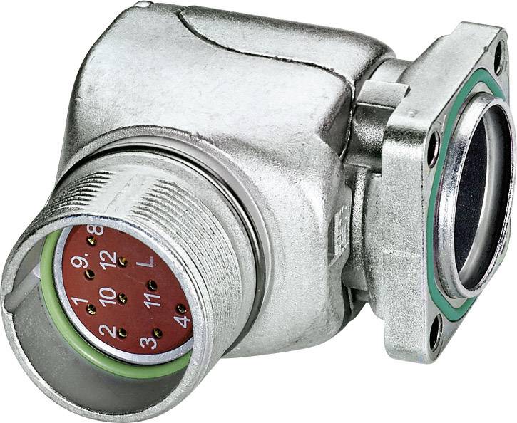Connettore metallico con anello interno numerato rosso e guarnizione verde. Utilizzato per collegare cavi a dispositivi.