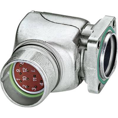 Connettore metallico con anello interno numerato rosso e guarnizione verde. Utilizzato per collegare cavi a dispositivi.