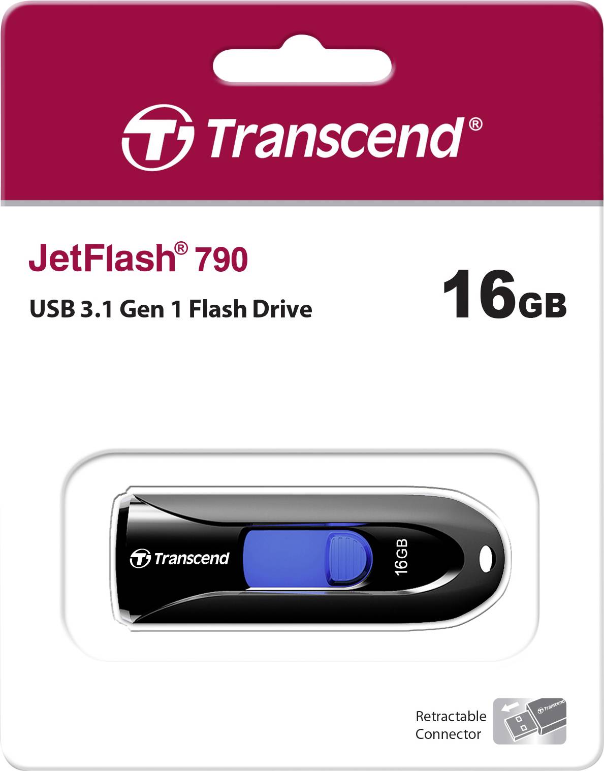 Transcend JetFlash® 790 Chiavetta USB 16 GB Nero, Blu TS16GJF790K USB 3.1-4