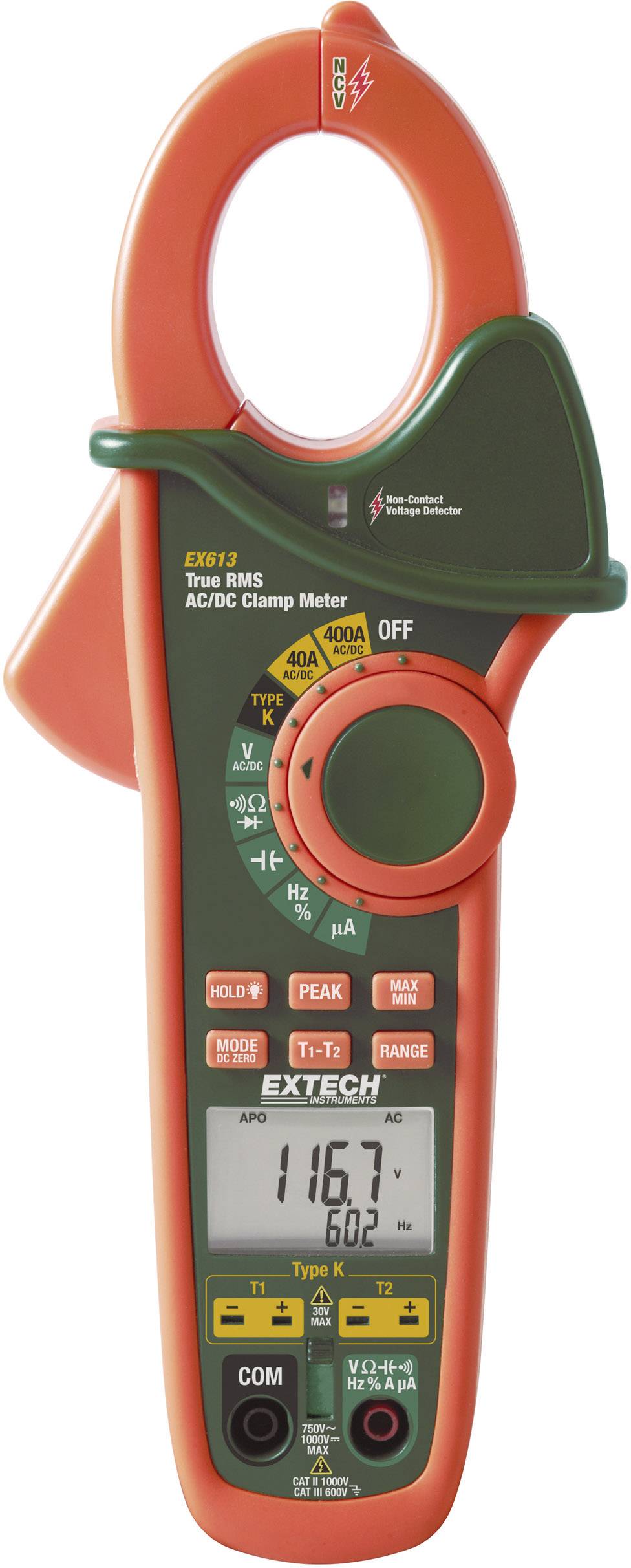 Extech EX613 Pinza amperometrica, Multimetro portatile digitale CAT III 600 V Display (Counts): 40000