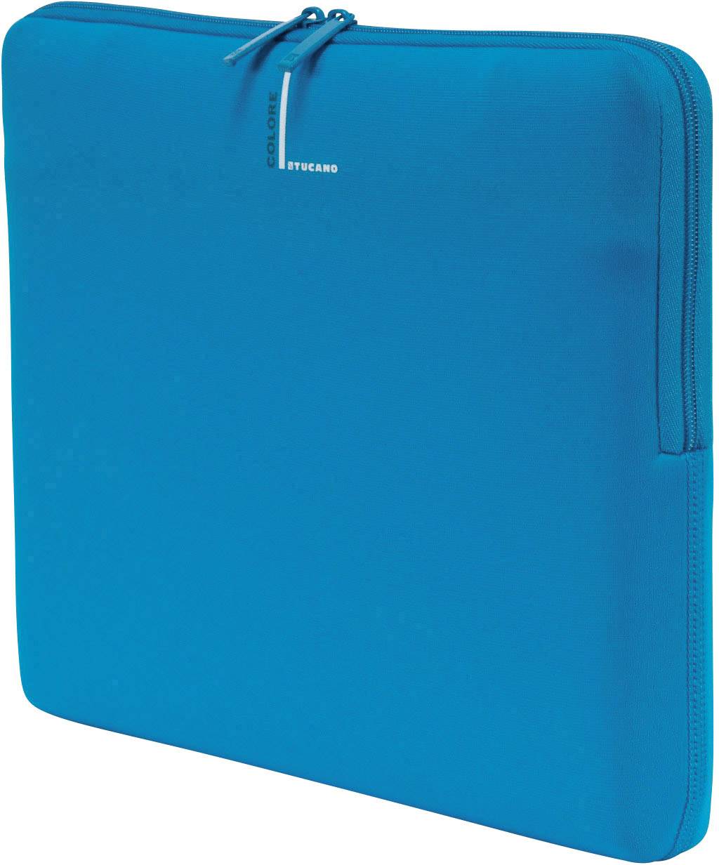 Borsa per laptop blu in neoprene con cerniera, design essenziale, adatta per dispositivi da 13 pollici. Ideale per protezione e trasporto.