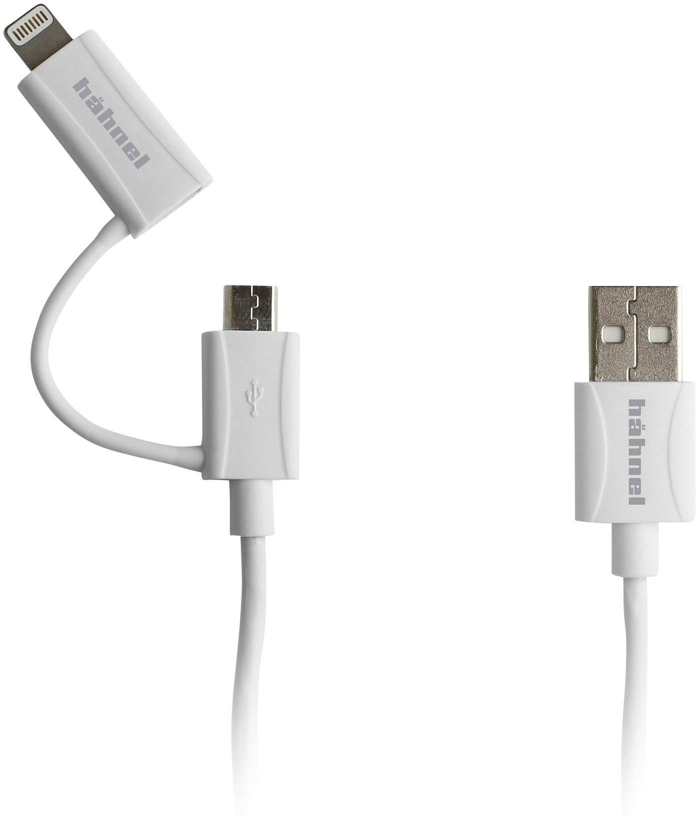 Hähnel Fototechnik Cavo di ricarica USB Connettore Apple Lightning, Spina USB-Micro-B 1.50 m Bianco 10006520