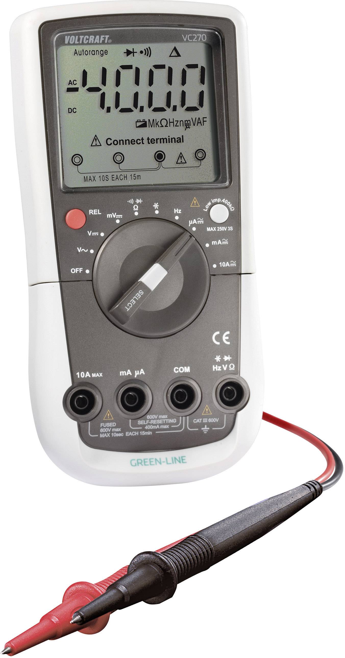 VOLTCRAFT VC270 Multimetro portatile digitale CAT III 600 V Display (Counts): 4000-3