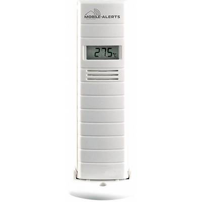 Termometro digitale bianco che mostra '27,5°C'. Contrassegnato con 'Mobile-Alerts'.