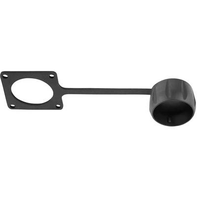 Cappuccio di protezione nero in plastica con anello di fissaggio integrato, idoneo per la sigillatura di estremità di tubi metallici.