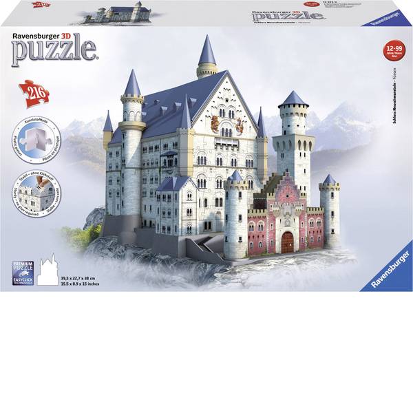 Puzzle - Ravensburger Puzzle 3D Neuschwanstein lucchetto - Puzzle - Ravensburger Puzzle 3D Neuschwanstein lucchetto -