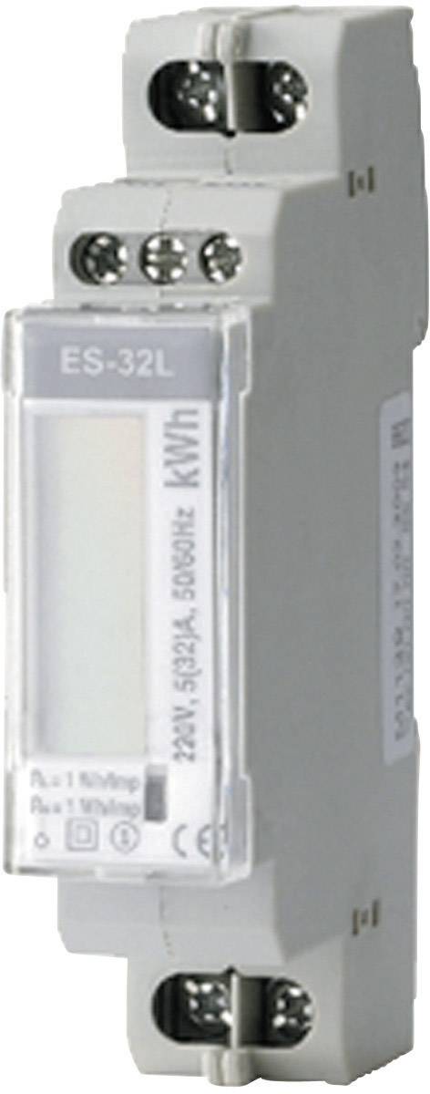 Un modulo intermedio grigio per guida DIN denominato 'ES-32L', utilizzato per misurare e visualizzare valori elettrici.