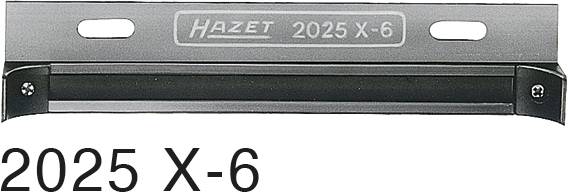 Lama da rasoi Hazet 2025 X-6 in metallo, colori argento e nero, forma rettangolare, con due fori di fissaggio nella parte superiore.