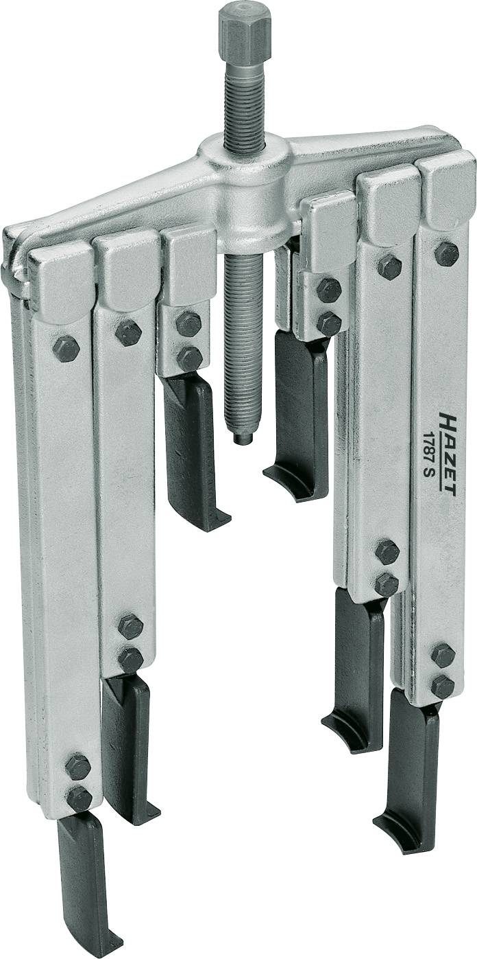 Estrattore per utensili a tre bracci con griffe regolabili, adatto alla rimozione di cuscinetti o ruote. Custodia in metallo argentata.