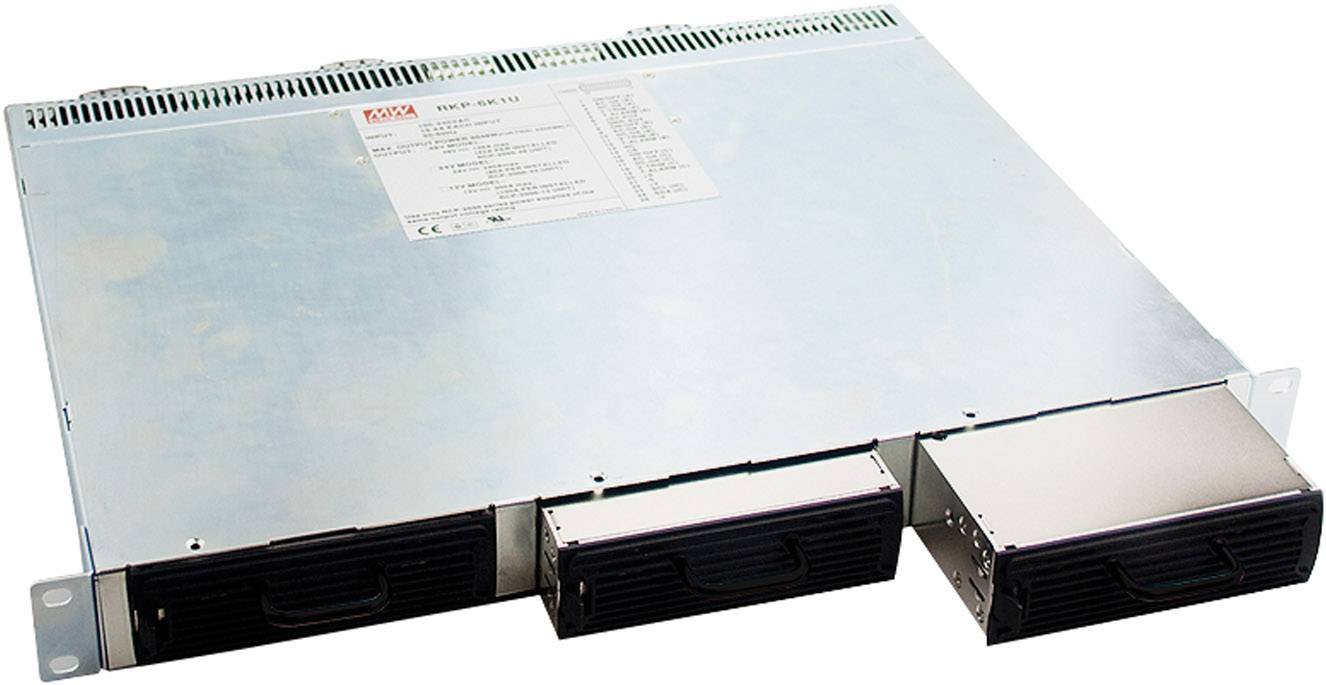 Un involucro server argentato, rettangolare, con due vani per unità estraibili sul lato frontale.