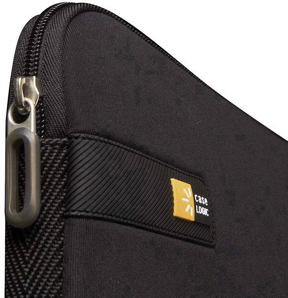 Custodia nera per dispositivi elettronici con zip e logo arancione recante la scritta 'Case Logic'.