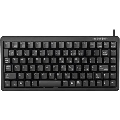 Tastiera nera per computer con layout compatto. La prima fila superiore contiene i tasti funzione, sotto di essa il tastierino QWERTZ e i tasti di navigazione a destra.