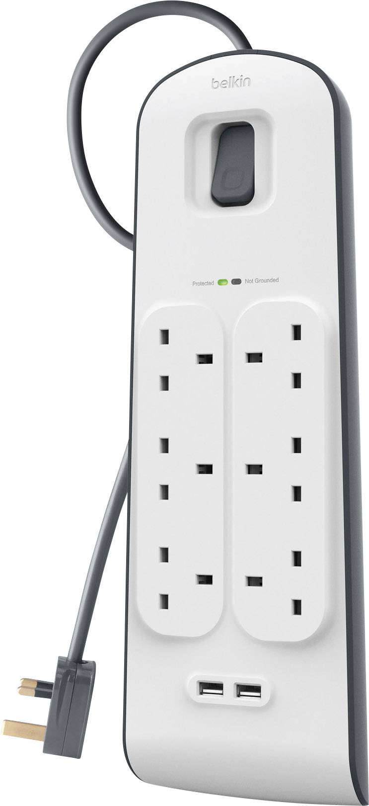 Belkin BSV604AF2M protezione da sovraccarico Bianco 6 presa[e] AC 2 m (6 WAYSURGEPROT 2M 2 X 2.4AMPUSBCHARG)-0