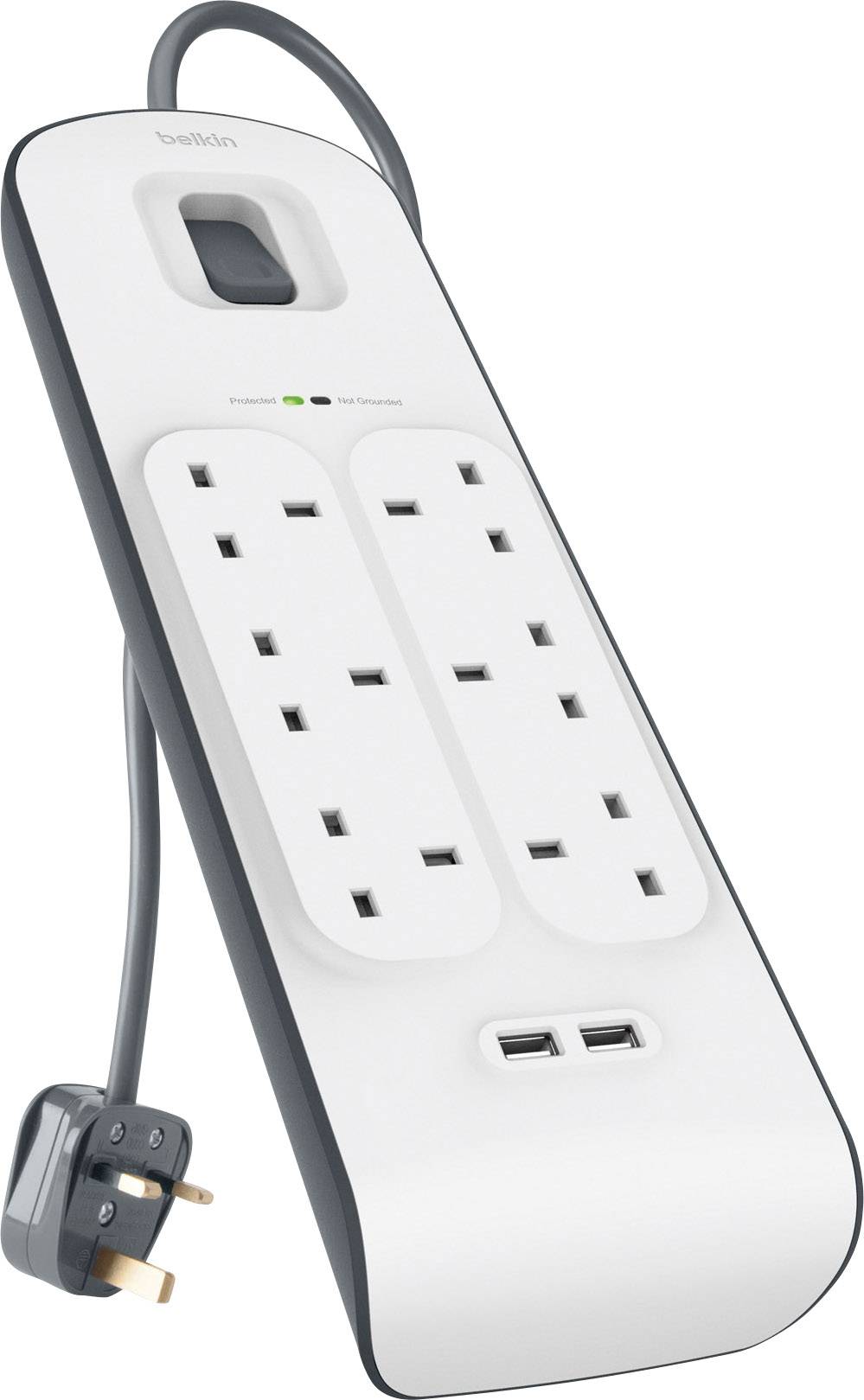 Belkin BSV604AF2M protezione da sovraccarico Bianco 6 presa[e] AC 2 m (6 WAYSURGEPROT 2M 2 X 2.4AMPUSBCHARG)-1