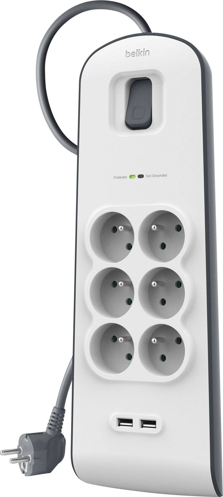 Belkin BSV604ca2M Multipresa con protezione da sovratensioni 6 scomparti Bianco/Grigio Spina FR 1 pz.-0
