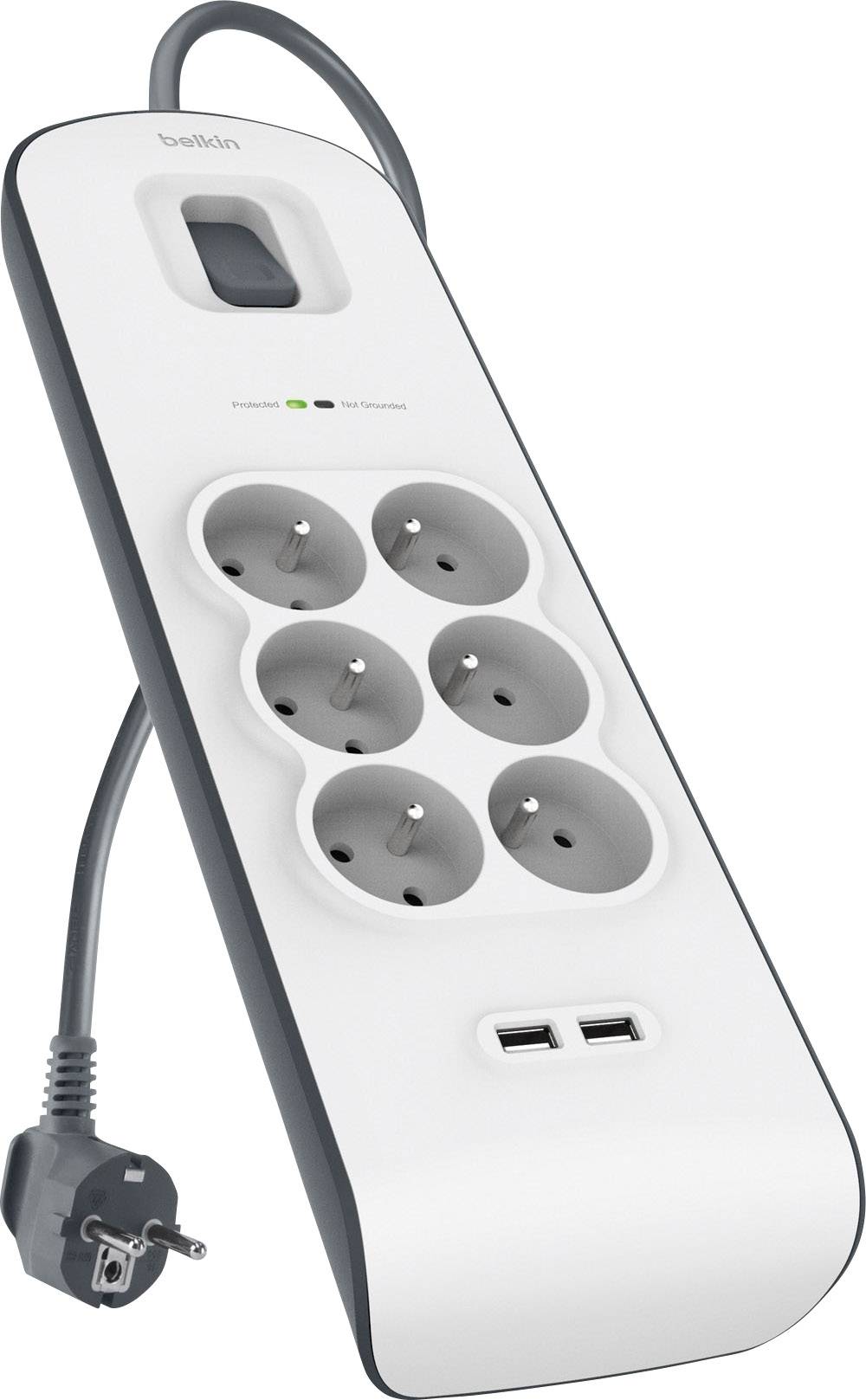 Belkin BSV604ca2M Multipresa con protezione da sovratensioni 6 scomparti Bianco/Grigio Spina FR 1 pz.-1