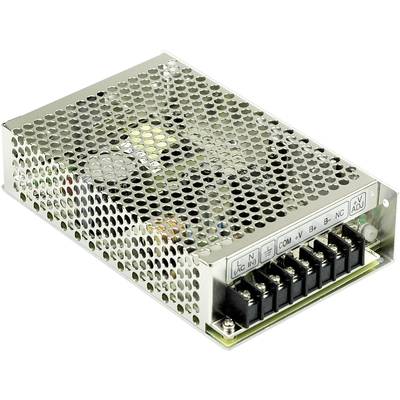 Un alimentatore con involucro metallico e fessure di ventilazione, con connettori per l'alimentazione elettrica sul lato. Utilizzato per fornire energia elettrica a dispositivi elettrici.