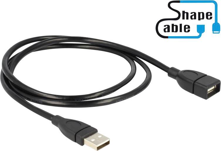 Delock Cavo USB USB 2.0 Spina USB-A, Presa USB-A 1.00 m Nero cavo flessibile a collo di cigno 83500