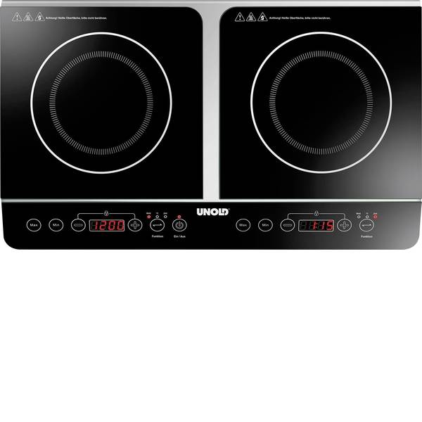 Piastre di cottura - Unold Doppel Elegance 58175 Doppia piastra a induzione con riconoscimento della pentola, 2 regolatori di temperatura - Piastre di cottura - Unold Doppel Elegance 58175 Doppia piastra a induzione con riconoscimento della pentola, 2 regolatori di temperatura -