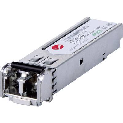Un modulo SFP metallico destinato all'utilizzo in switch di rete o router per l'espansione di connessioni in fibra ottica.