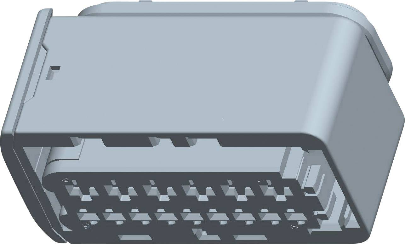 Un connettore grigio a 16 pin, comunemente utilizzato per strumenti diagnostici per auto, è visibile.