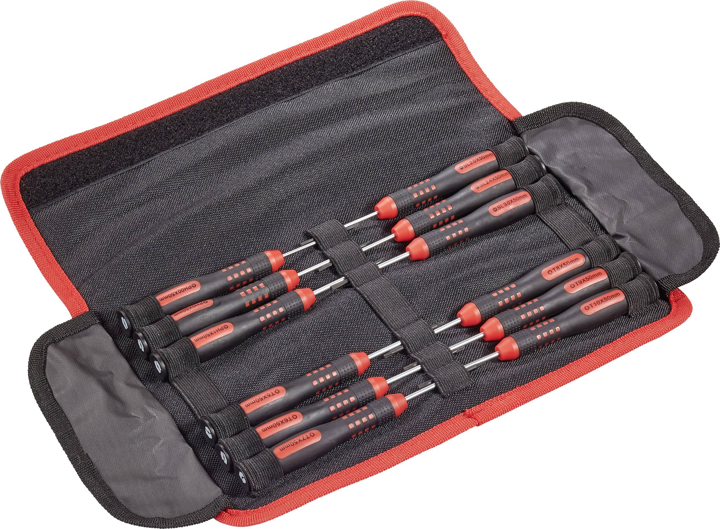 TOOLCRAFT Elettronica e meccanica di precisione Kit cacciaviti 12 parti Taglio, Croce Phillips, Profilo a T