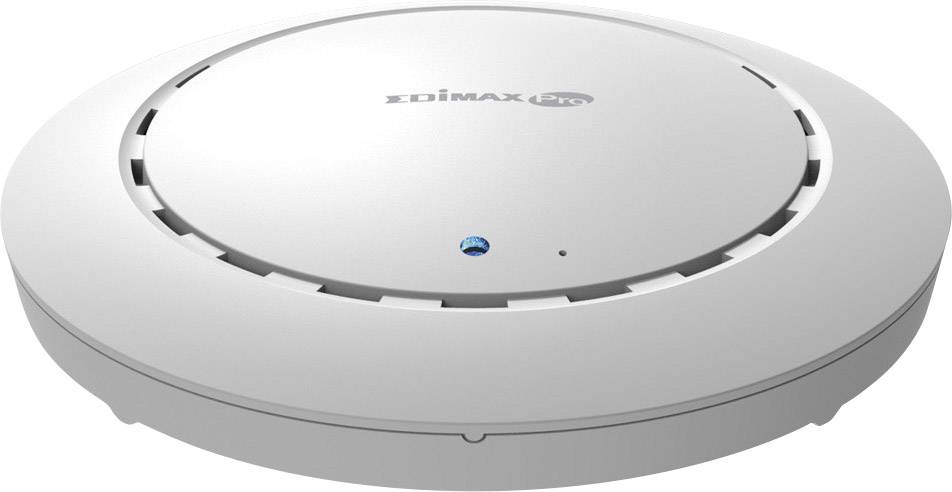 Un router WLAN bianco e rotondo di Edimax.