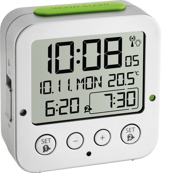 Sveglie - TFA 60.2528.54 Radiocontrollato Sveglia Argento Tempi di allarme 2 - Sveglie - TFA 60.2528.54 Radiocontrollato Sveglia Argento Tempi di allarme 2 -