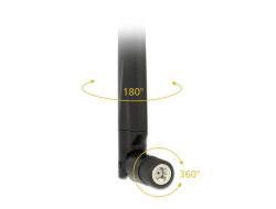 Antenna nera con rotazione verticale di 180° e rotazione orizzontale di 360°.