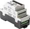 Controllore logico programmabile (PLC) su guida DIN per montaggio a barra, con connessioni USB ed Ethernet e diversi morsetti.