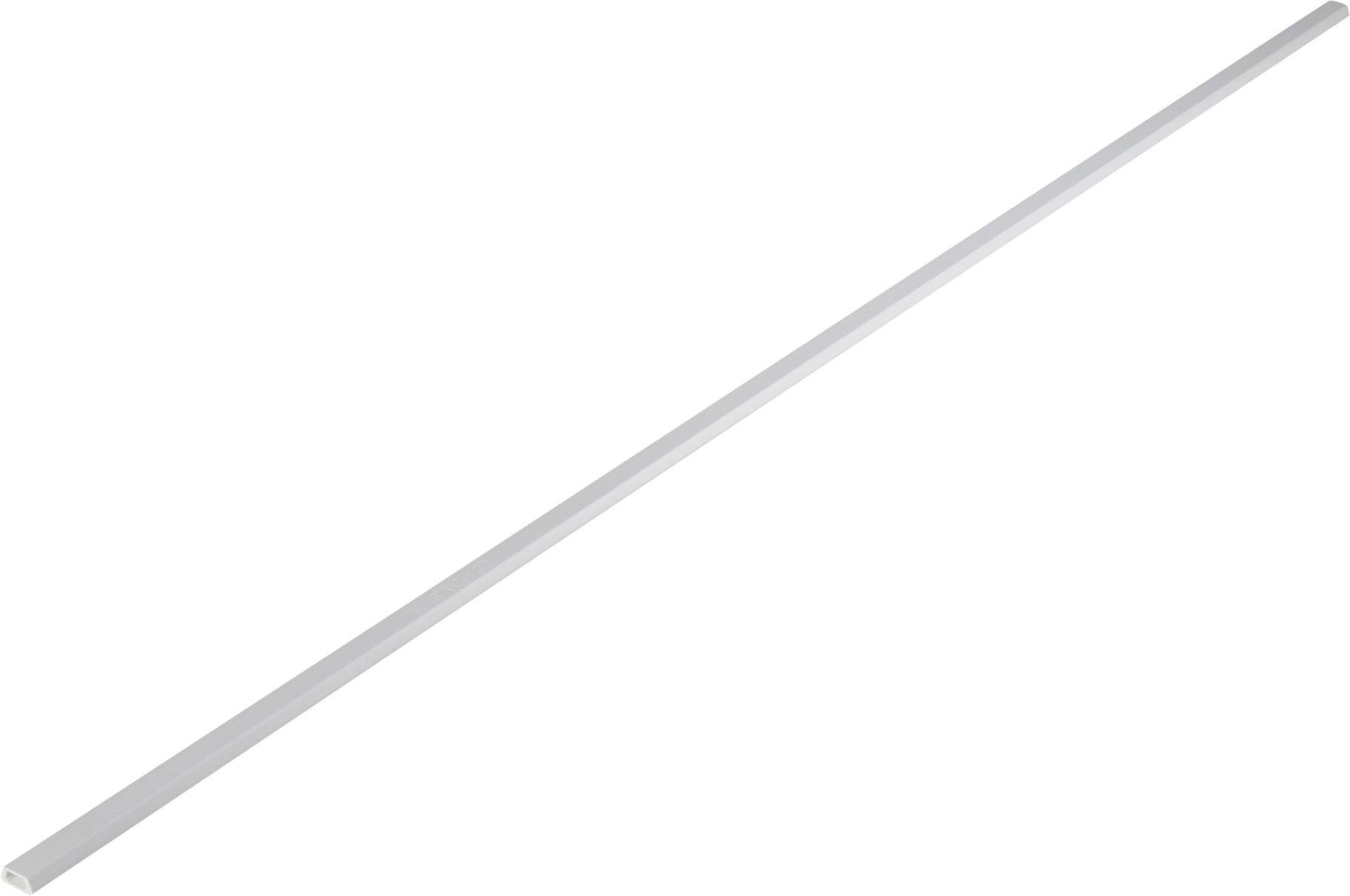 Bastone di plastica bianco e lungo, che si estende diagonalmente dall'alto a sinistra verso il basso a destra; progettazione semplice e funzionale.