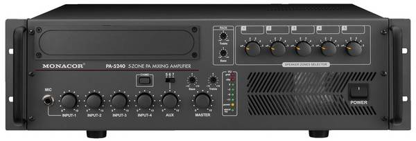 Monacor PA-5240 Amplificatore PA 240 W 5 canali 5 zone