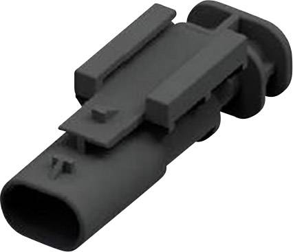 Un connettore nero in plastica, di forma rettangolare, con diversi elementi di fissaggio. Principalmente utilizzato per connessioni elettriche.