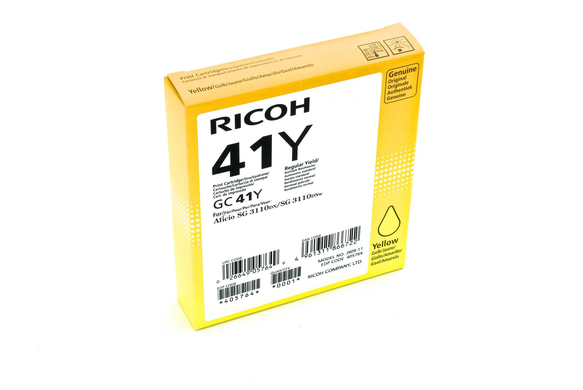 ORIGINAL Ricoh cartuccia gelo giallo GC41YHC 405764 2200 Seiten-1