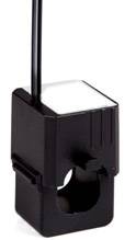 Sensore di corrente nero con cavo, involucro aperto per il passaggio di un cavo per la misurazione della corrente. Ideale per sistemi di monitoraggio elettrico.