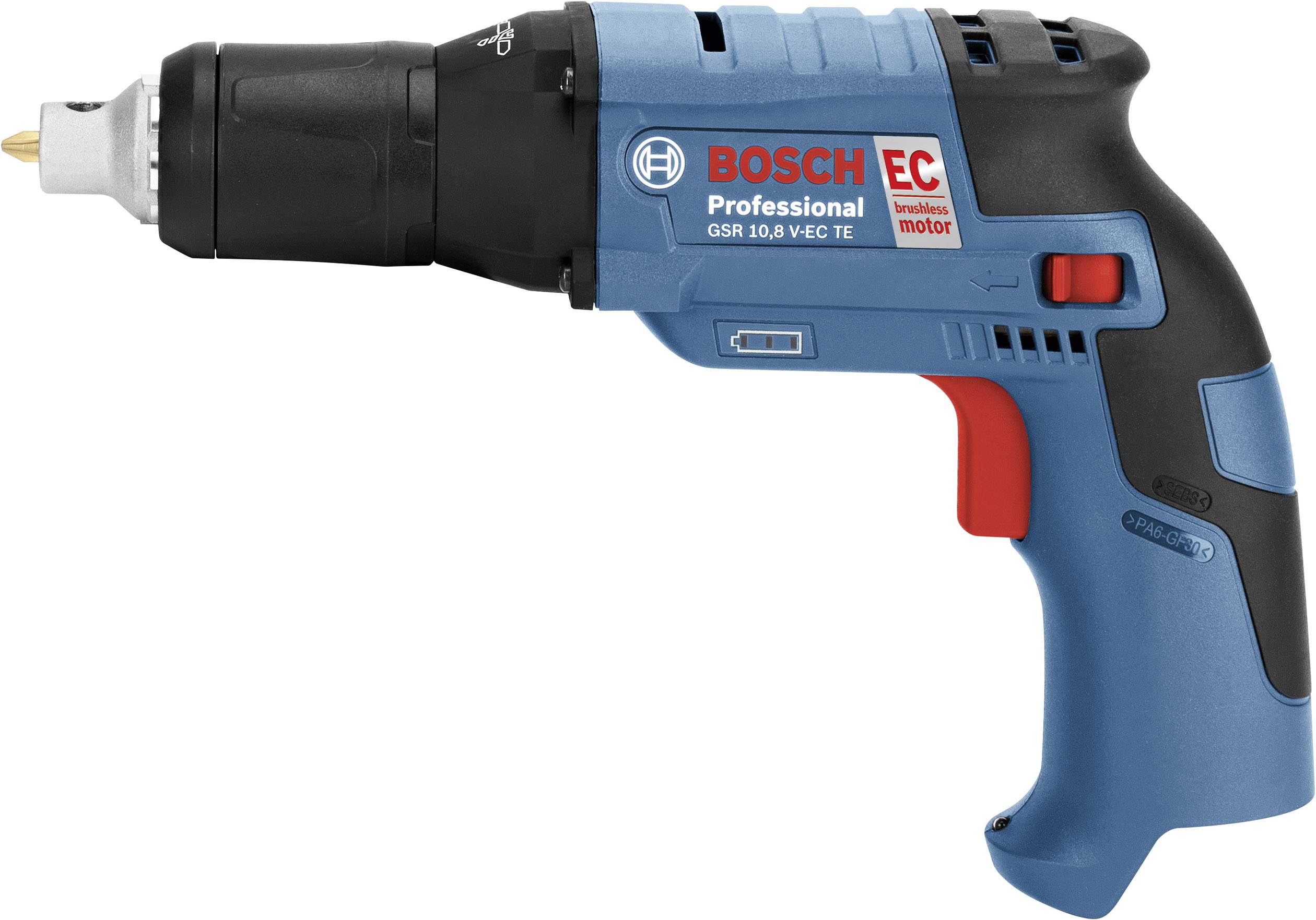 Avvitatore Bosch, modello GSR 18 V-EC TE, blu-nero, cordless, con impugnatura ergonomica e dettagli di colore rosso.