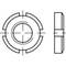 Disegno tecnico di un componente circolare con un foro centrale. Vista frontale e laterale, con indicazioni delle quote.