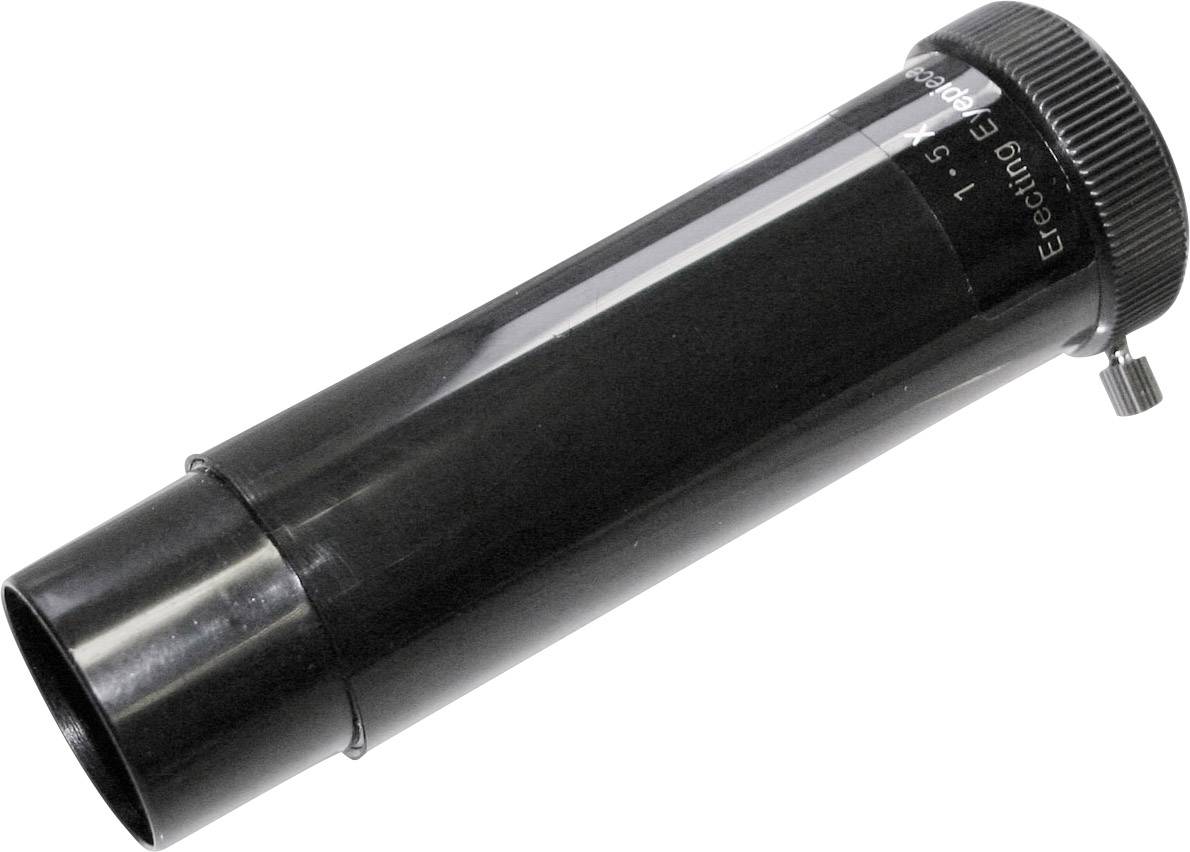 Accessorio telescopico nero, probabilmente un oculare raddrizzatore che ingrandisce l'immagine nel telescopio di 1,5 volte, tubo nero.