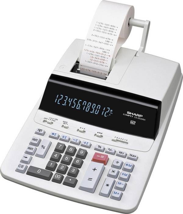 Sharp CS-2635 RHGY Calcolatrice da tavolo scrivente Grigio Display (cifre): 12 rete elettrica (L x A x P) 250 x 87 x 345 mm